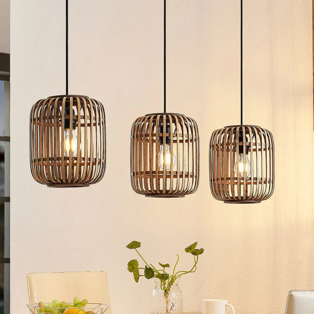 Lindby Pendellamper|Pendellamper > pendellampe Canyana, natur, 3 lyskilder, rattan, 105 cm