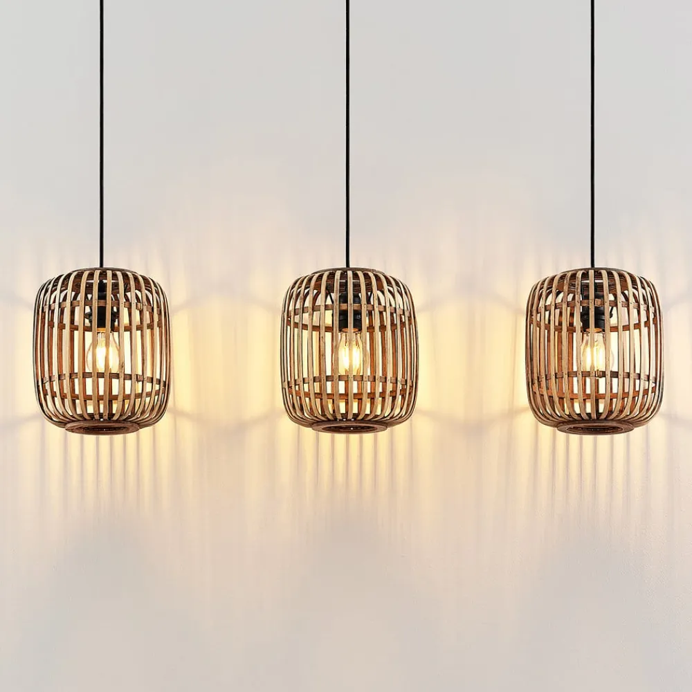 Lindby Pendellamper|Pendellamper > pendellampe Canyana, natur, 3 lyskilder, rattan, 105 cm