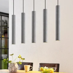 Lindby Pendellamper > pendellampe Concretto, 100 cm, grå, 5 lyskilder, beton