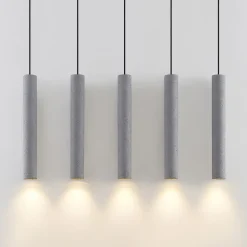 Lindby Pendellamper > pendellampe Concretto, 100 cm, grå, 5 lyskilder, beton