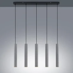 Lindby Pendellamper > pendellampe Concretto, 100 cm, grå, 5 lyskilder, beton