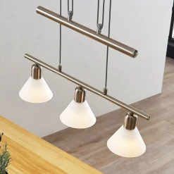 Pendellamper|Pendellamper ^ Lindby pendellampe Delira, 3 lyskilder, nikkel, højdejusterbar