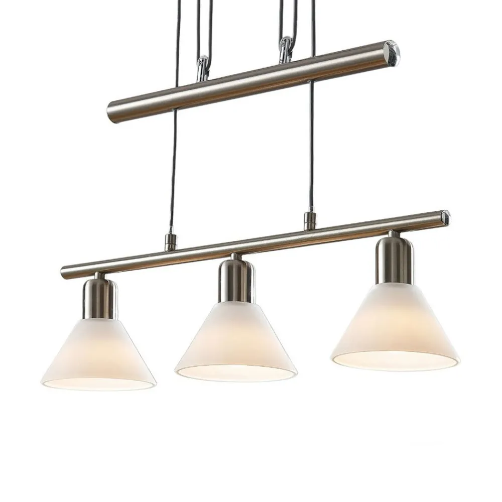 Pendellamper|Pendellamper ^ Lindby pendellampe Delira, 3 lyskilder, nikkel, højdejusterbar