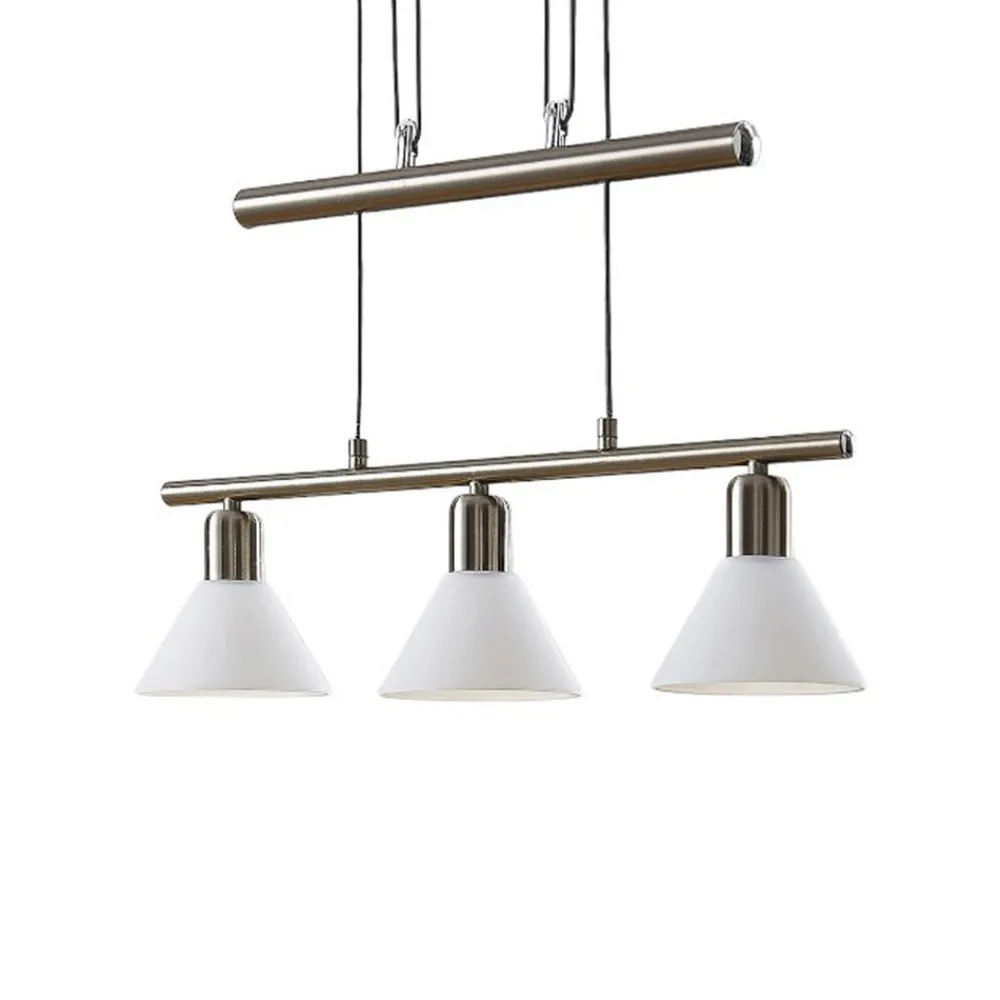 Pendellamper|Pendellamper ^ Lindby pendellampe Delira, 3 lyskilder, nikkel, højdejusterbar