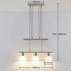Pendellamper|Pendellamper ^ Lindby pendellampe Delira, 3 lyskilder, nikkel, højdejusterbar
