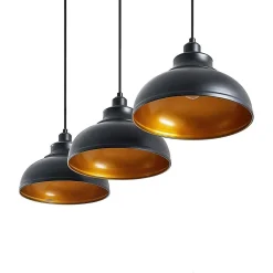 Pendellamper|Pendellamper ^ Lindby pendellampe Emna, 3 lyskilder, sort/guld, metal, 101 cm