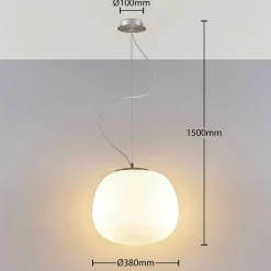 Lindby Pendellamper|Pendellamper > pendellampe Ginevra, Ø 38 cm, hvid, glas, E27