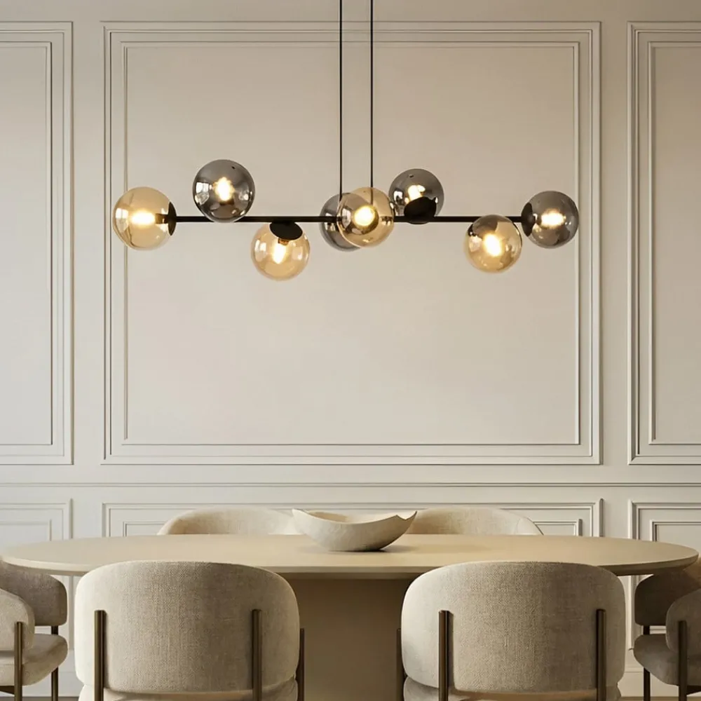Lindby Pendellamper|Pendellamper > pendellampe Isamer, smoke grey/amber, 130 cm, globe
