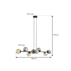 Lindby Pendellamper|Pendellamper > pendellampe Isamer, smoke grey/amber, 130 cm, globe