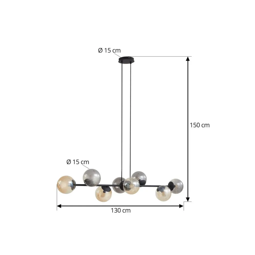 Lindby Pendellamper|Pendellamper > pendellampe Isamer, smoke grey/amber, 130 cm, globe