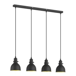 Pendellamper|Pendellamper ^ Lindby pendellampe Jasminka, sort/guld, metal, 4 lyskilder.