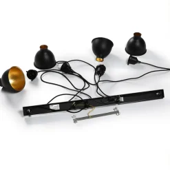 Pendellamper|Pendellamper ^ Lindby pendellampe Jasminka, sort/guld, metal, 4 lyskilder.