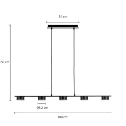 Lindby Arbejdsrum/Kontor|Pendellamper > pendellampe Kaylou, 5 lyskilder, bronzefarvet, aluminium