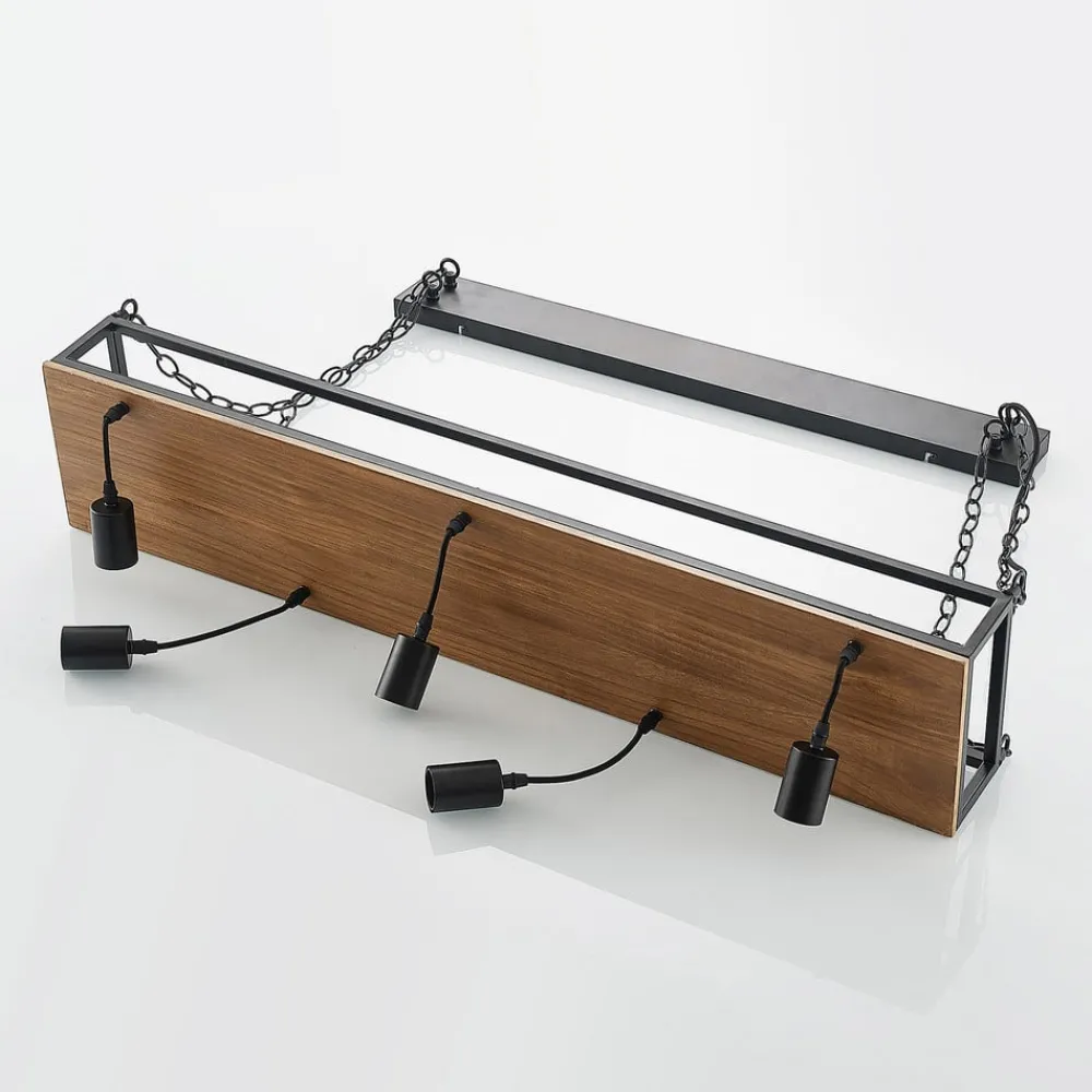 Lindby Pendellamper|Pendellamper > pendellampe Kirista, 5 lyskilder, sort, træ, 100 cm