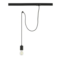 Lindby Skinnesystem > pendellampe Linaro, Ø 4,6 cm, sort, 1-faset, E27