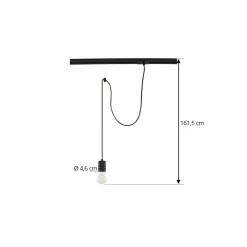 Lindby Skinnesystem > pendellampe Linaro, Ø 4,6 cm, sort, 1-faset, E27
