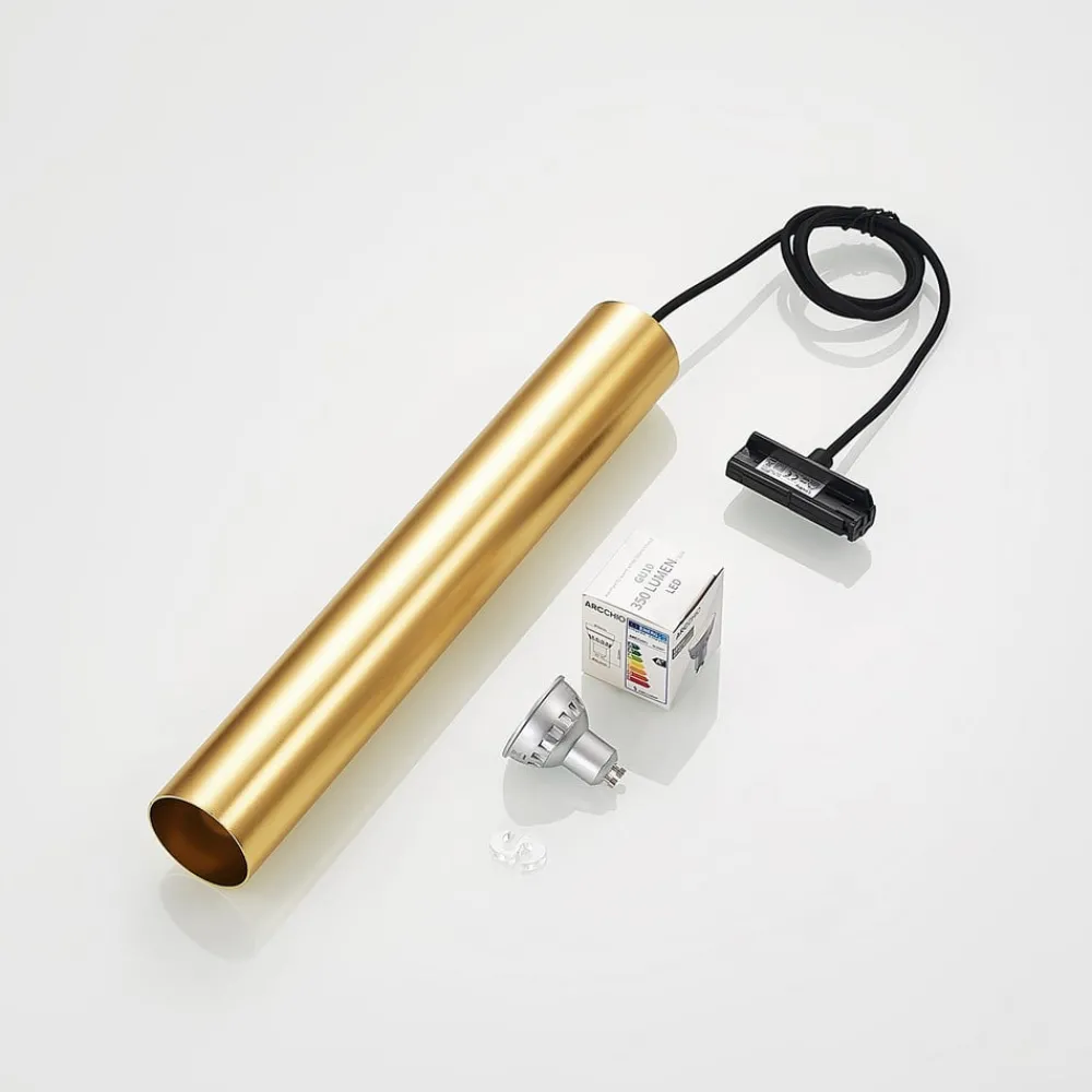 Lindby Skinnesystem > pendellampe Linaro, 40 cm, guld, 1-faset, GU10
