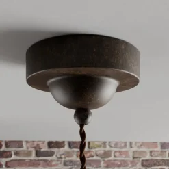 Gang|Pendellamper ^ Lindby pendellampe Louisanne, brun, metal, Ø 35 cm