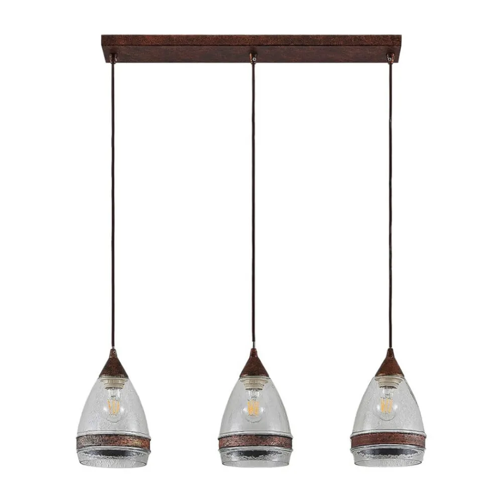 Lindby Pendellamper > pendellampe Millina, 70 cm, rustbrun, 3 lyskilder.