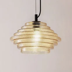Lindby Pendellamper|Pendellamper > pendellampe Orliana, Ø 35 cm, ravfarvet, glas