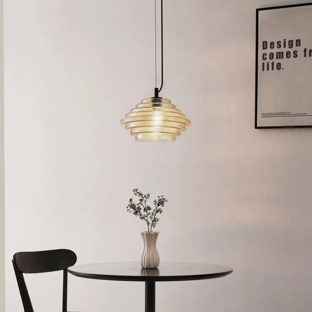 Lindby Pendellamper|Pendellamper > pendellampe Orliana, Ø 35 cm, ravfarvet, glas