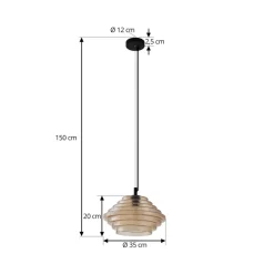 Lindby Pendellamper|Pendellamper > pendellampe Orliana, Ø 35 cm, ravfarvet, glas