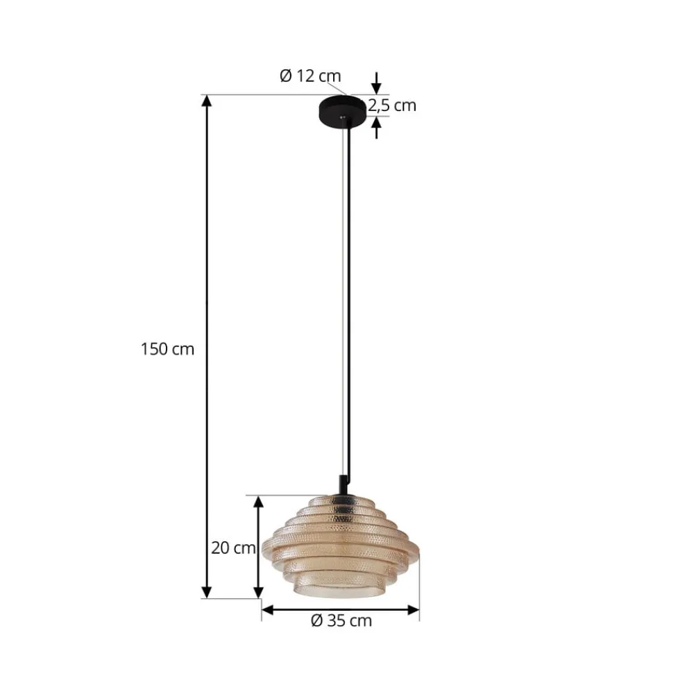 Lindby Pendellamper|Pendellamper > pendellampe Orliana, Ø 35 cm, ravfarvet, glas