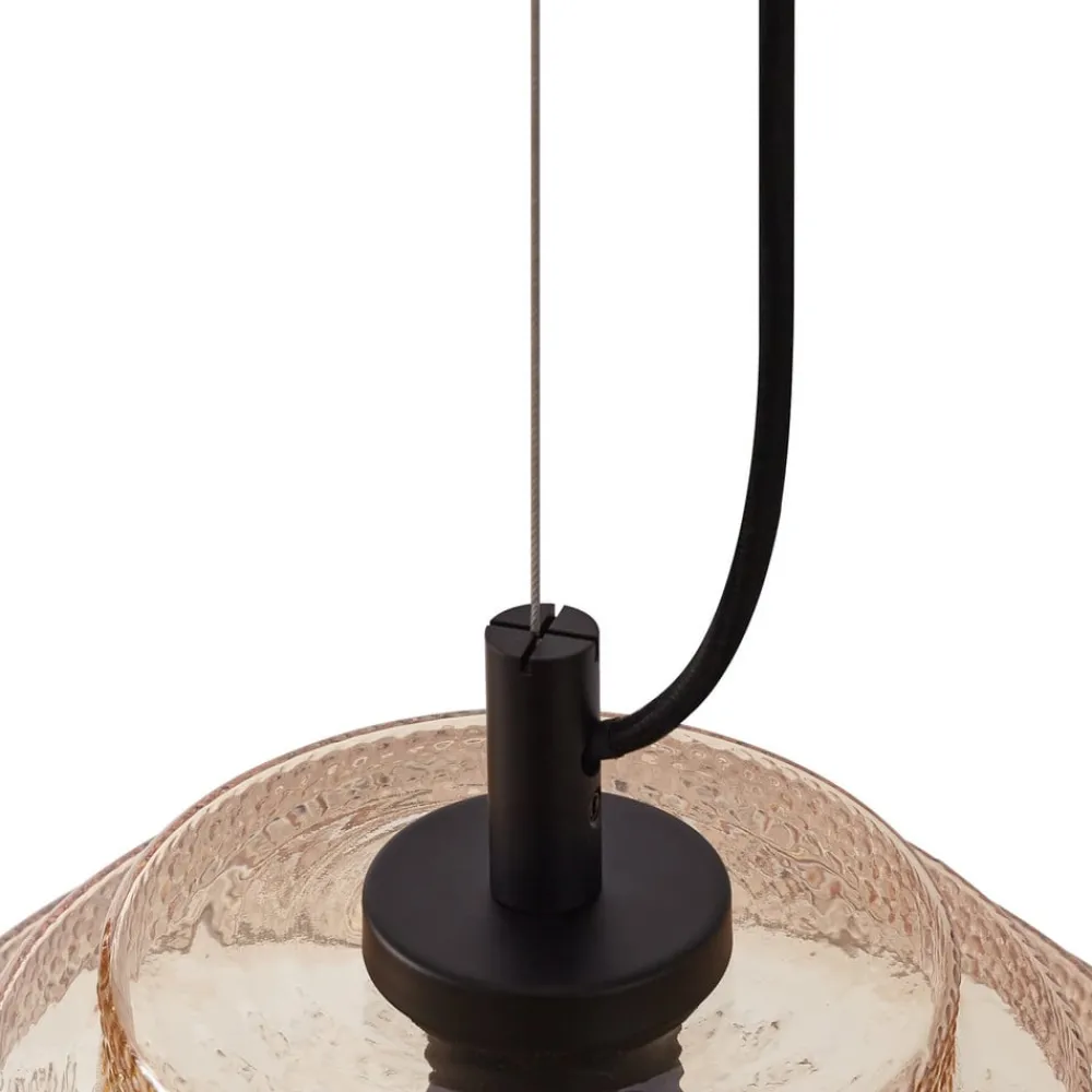 Lindby Pendellamper|Pendellamper > pendellampe Orliana, Ø 35 cm, ravfarvet, glas