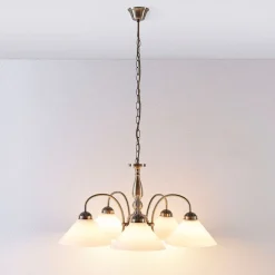 Lindby Gang|Pendellamper > pendellampe Otis, Ø 68 cm, 5 lyskilder, hvid, glas, E27