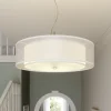 Pendellamper ^ Lindby pendellampe Pikka, hvid, tekstil, Ø 50 cm, E27