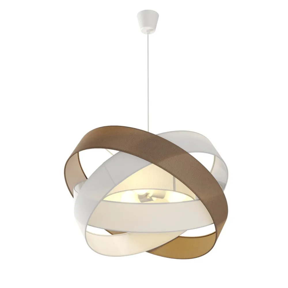 Gang|Pendellamper ^ Lindby pendellampe Simaria, brun/grå/hvid, Ø 60 cm, E27