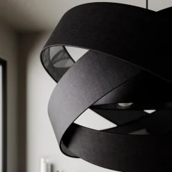 Lindby Gang|Pendellamper > pendellampe Simaria, sort, tekstil, Ø 60 cm, E27