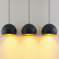 Pendellamper|Pendellamper ^ Lindby pendellampe Tarjei, 146 cm lang, sort/guld, metal