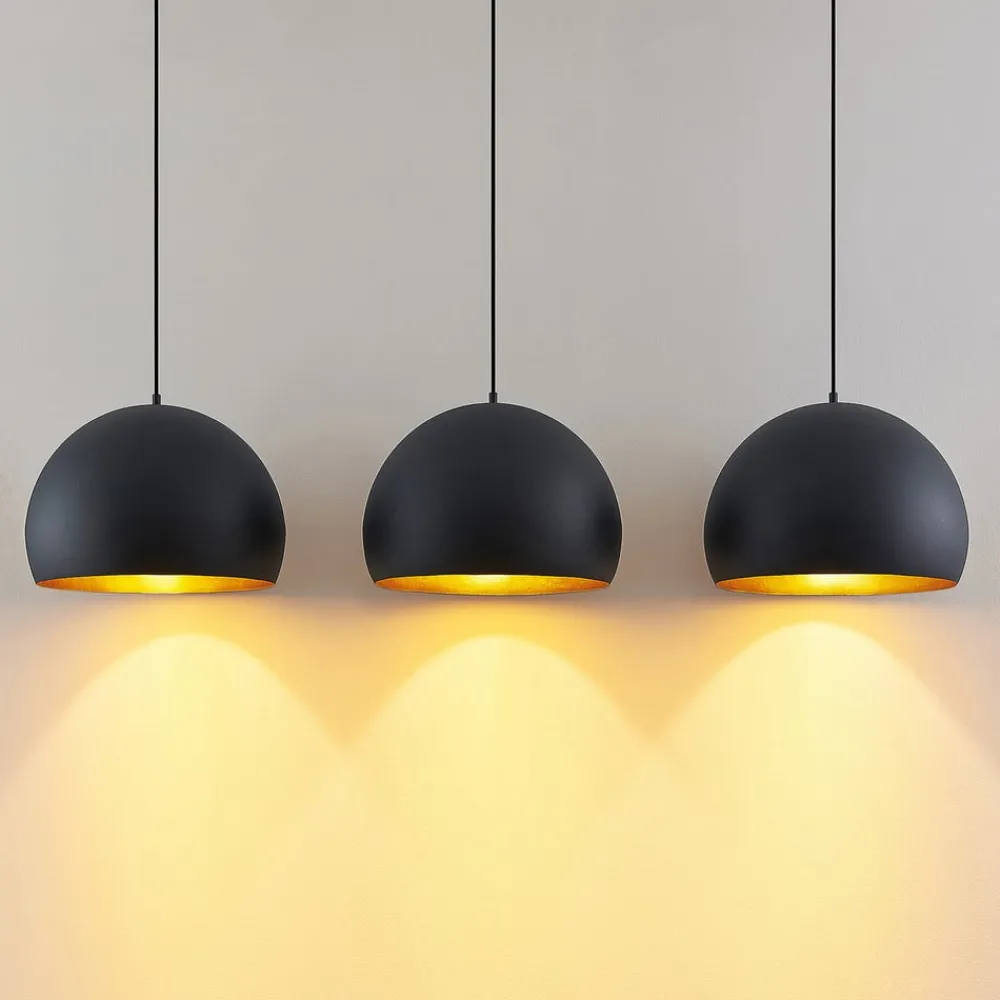 Pendellamper|Pendellamper ^ Lindby pendellampe Tarjei, 146 cm lang, sort/guld, metal