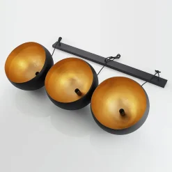 Pendellamper|Pendellamper ^ Lindby pendellampe Tarjei, 146 cm lang, sort/guld, metal