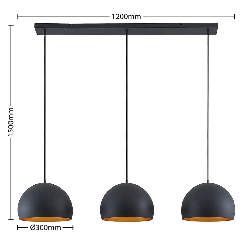 Lindby Pendellamper|Pendellamper > pendellampe Tarjei, længde 120 cm, sort/guld, metal