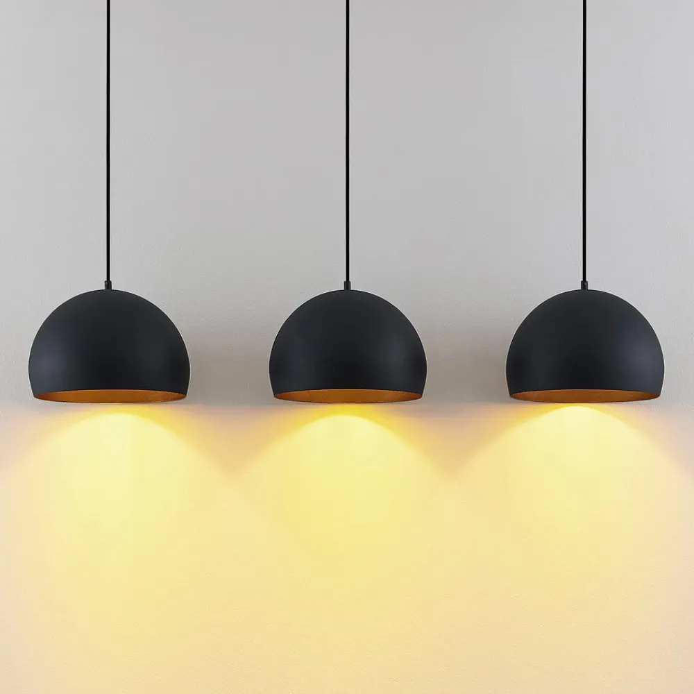 Lindby Pendellamper|Pendellamper > pendellampe Tarjei, længde 120 cm, sort/guld, metal