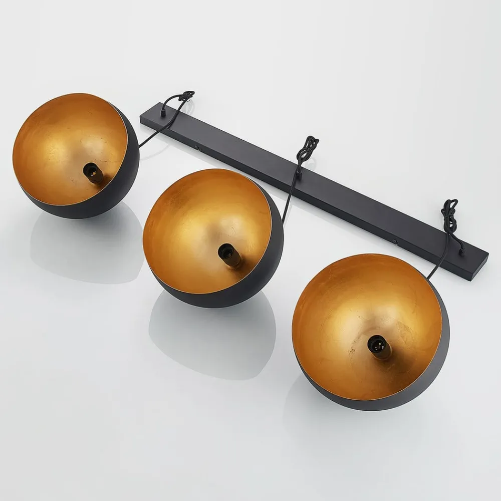Lindby Pendellamper|Pendellamper > pendellampe Tarjei, længde 120 cm, sort/guld, metal