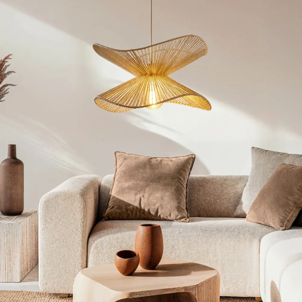 Pendellamper ^ Lindby pendellampe Valdorin, beige, papir, Ø 40 cm, E27
