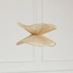 Pendellamper ^ Lindby pendellampe Valdorin, beige, papir, Ø 40 cm, E27