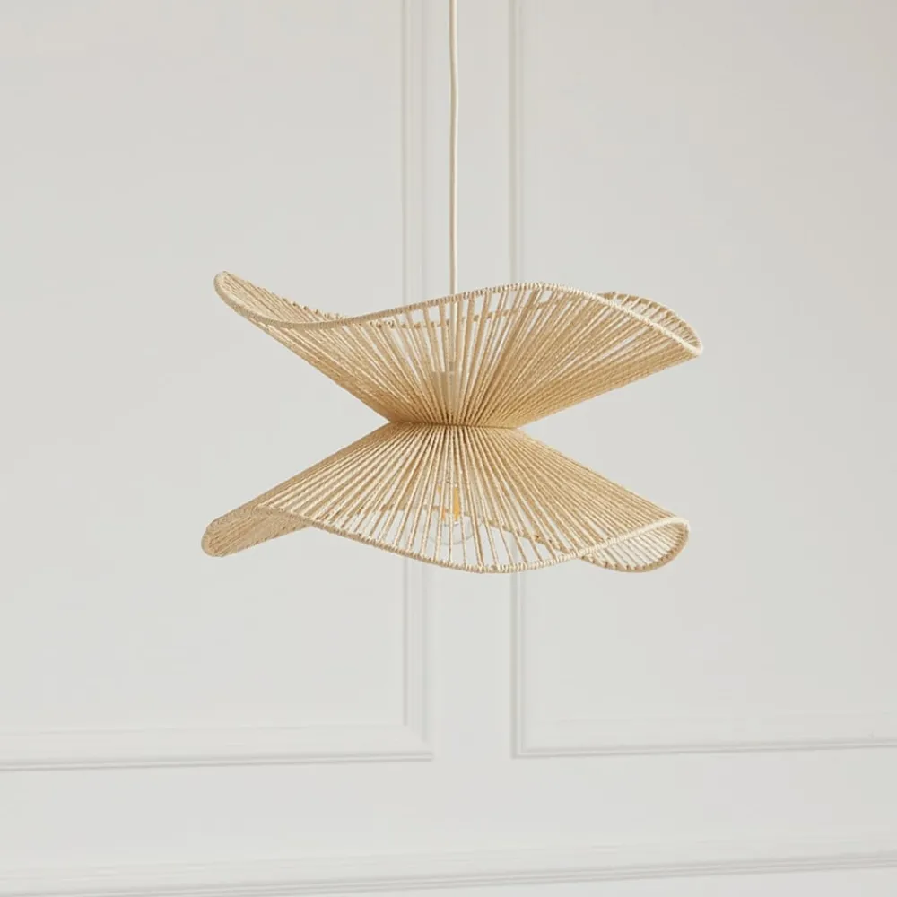 Pendellamper ^ Lindby pendellampe Valdorin, beige, papir, Ø 40 cm, E27