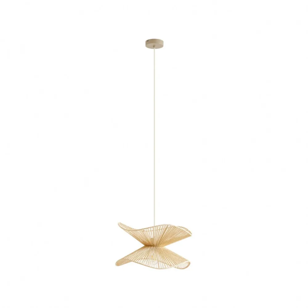 Pendellamper ^ Lindby pendellampe Valdorin, beige, papir, Ø 40 cm, E27
