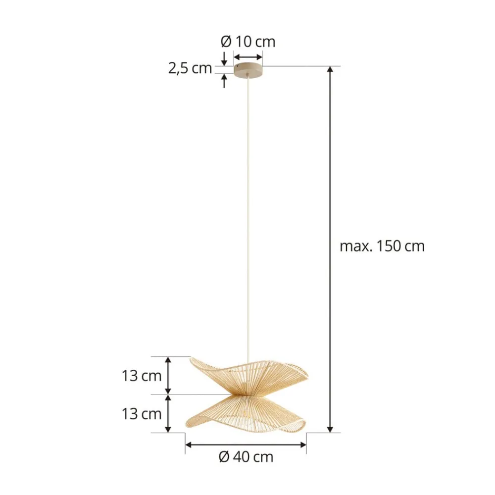 Pendellamper ^ Lindby pendellampe Valdorin, beige, papir, Ø 40 cm, E27
