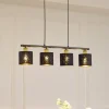 Lindby Pendellamper > pendellampe Vasilia, 75 cm, sort/guld, stof