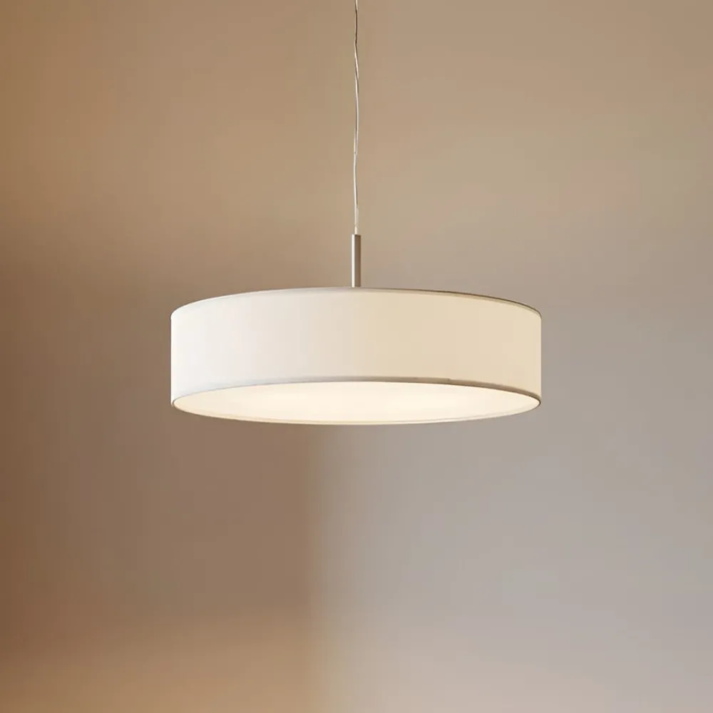 Lindby Pendellamper|Pendellamper > pendel Sebatin, Ø 50 cm, hvid, stof, E27