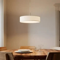Lindby Pendellamper|Pendellamper > pendel Sebatin, Ø 50 cm, hvid, stof, E27