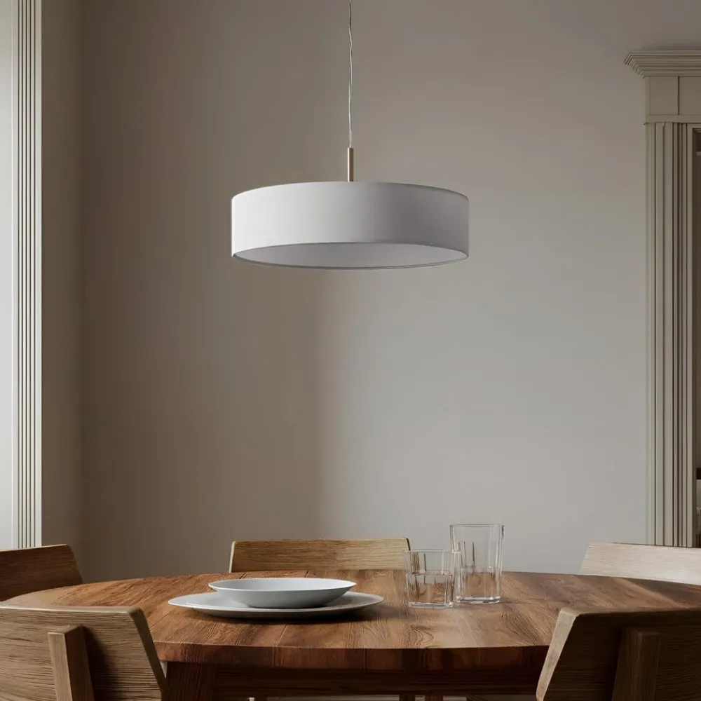 Lindby Pendellamper|Pendellamper > pendel Sebatin, Ø 50 cm, hvid, stof, E27