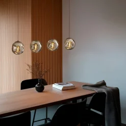 Lindby Pendellamper > pendel Valentina, E14, 4-lys, røgfarvet grå, glas