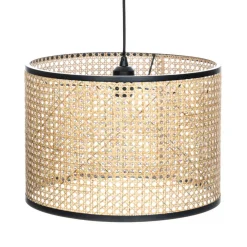 Lindby Pendellamper > -pendel Yaelle, Ø 40 cm, rattan, sort, E27