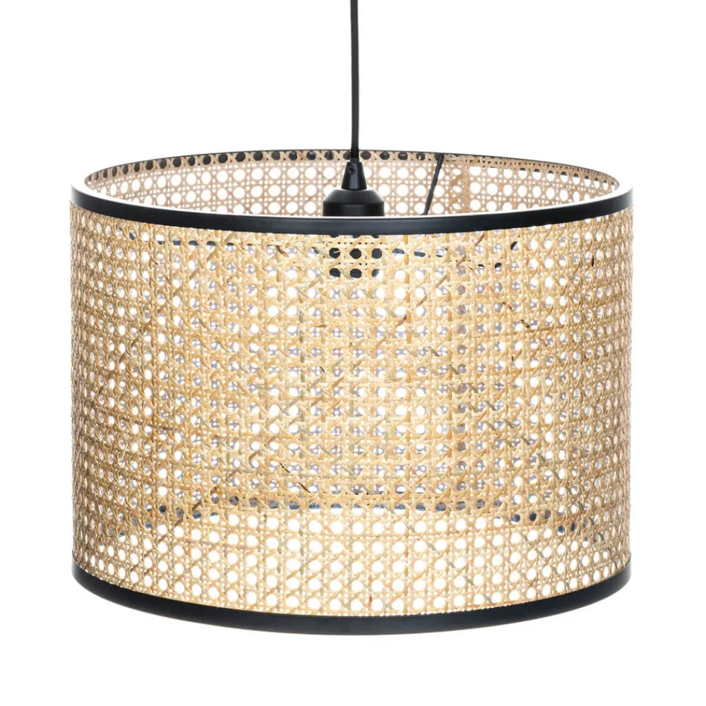 Lindby Pendellamper > -pendel Yaelle, Ø 40 cm, rattan, sort, E27